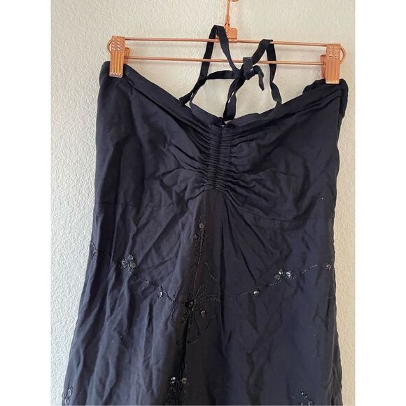 Y2k Hawaiian black halter dress with sequin details size medium - Picture 2 of 7